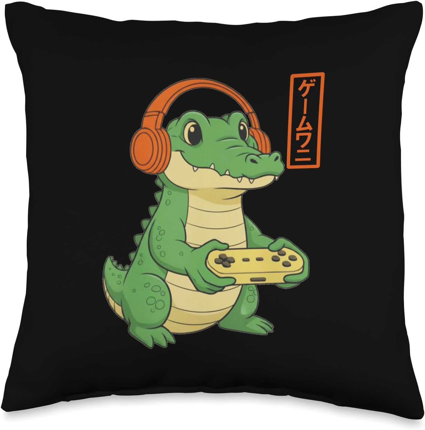 Crocodile Japanese Gamer Art Men Women Boy Funny Gaming Throw Pillow