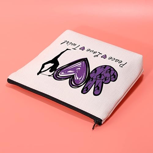 Miniatura 5 de JXGZSO Baton Twirling Gift Peace Love Twirl Bolsa de cosméticos Baton Regalos para mujeres Baton Gymnast Bolsa de maquillaje Regalo para amantes,