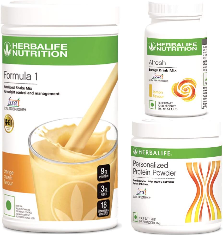 HerbalifeFormula 1 Shake Mix 500g with Protein Powder 200g and Afresh 50g (Formula 1 Orange, Afresh Lemon)