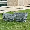 allgala Galvanized Planter Pot Indoor and Outdoor Decoration-Rectangle Grey-3-PC-HD88318