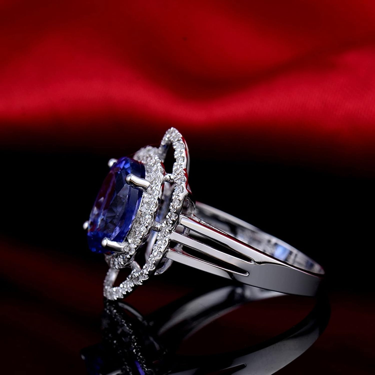 Engagement Ring 18K White Gold, Promise Rings Dainty Flower Shaped Rings Promise Gifts for Women
