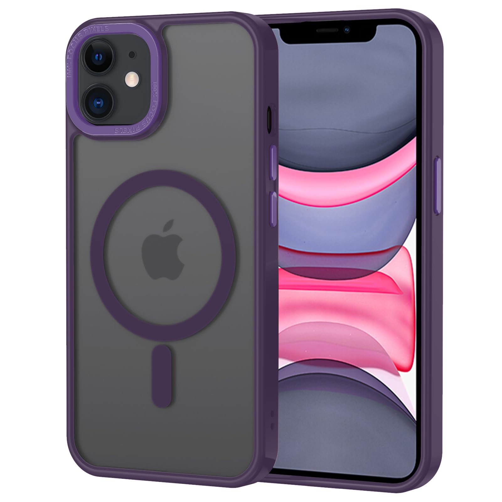 XTCASE Cover Magnetica per iPhone 12/12 Pro [Compatibile con MagSafe], Custodia Traslucida Opaca Posteriore Resistente ai graffi TPU Bumper Antiurto Sottile Protettiva Case, Viola