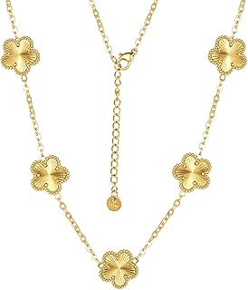 Clover Necklace for Women 18K Gold Plated Stainless Steel Four Leaf Clover Necklace Lucky Simple Dainty Jewelry