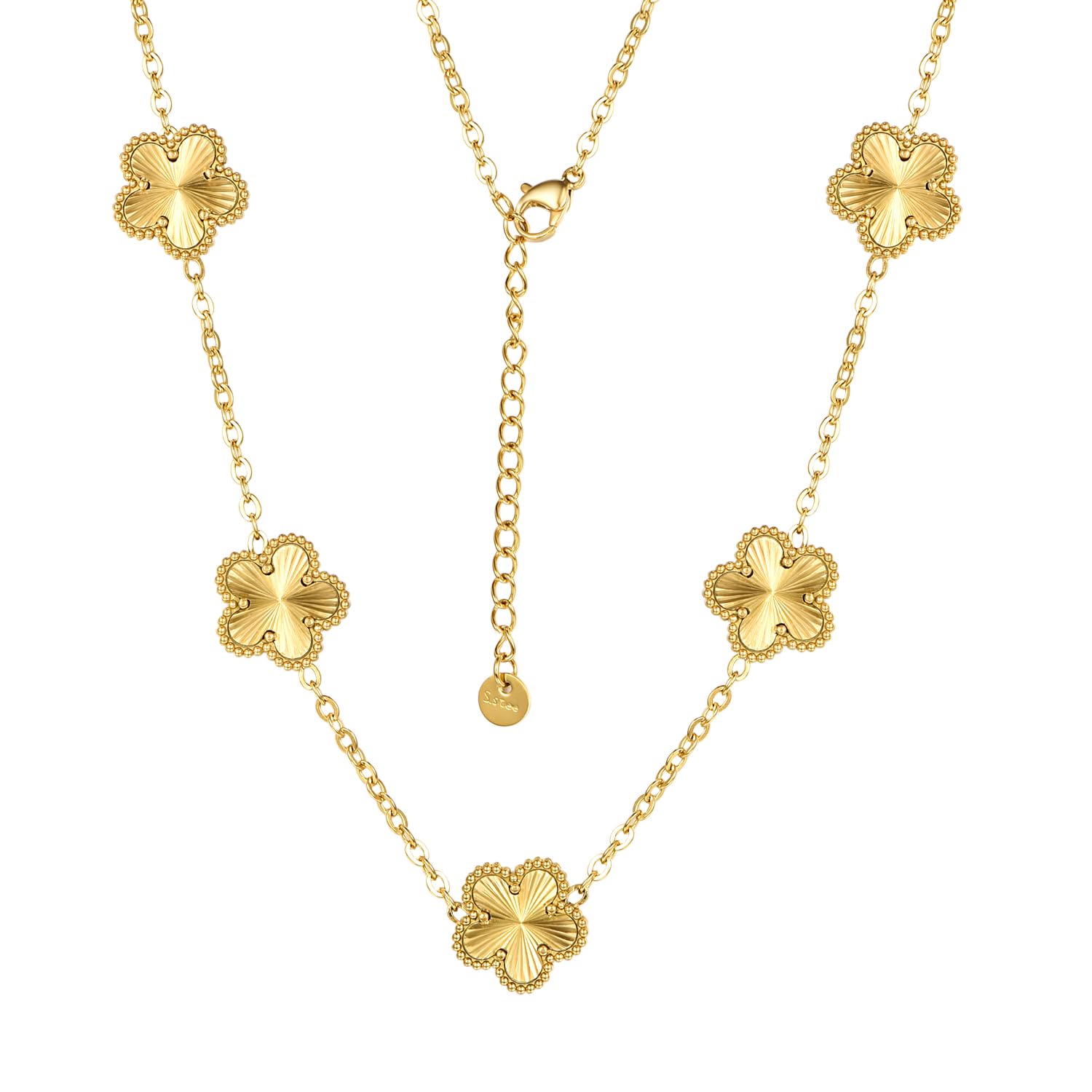 Clover Necklace for Women 18K Gold Plated Stainless Steel Four Leaf Clover Necklace Lucky Simple Dainty Jewelry