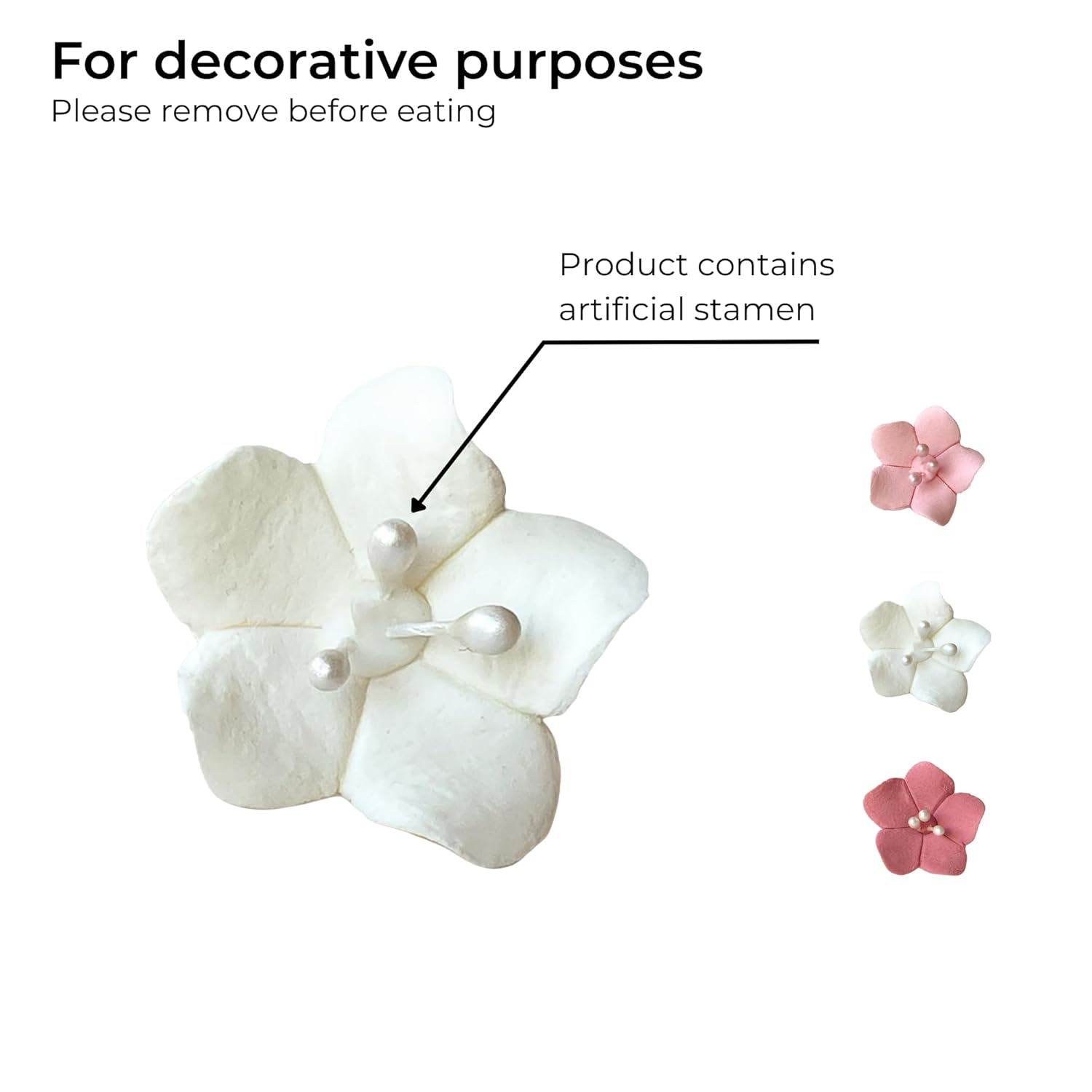 Global Sugar Art Blossom Sugar Wedding Cake Flowers White with Pearl Stamens, Unwired, 100 Count by Chef Alan Tetreault