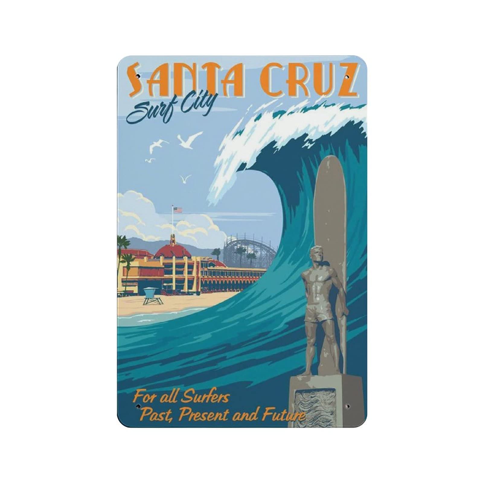 Targa In Metallo Vintage 20x30 Cm Con Scritta 'When Nothing Goes Right Go Surf' - Decorazione Parete Per Surfisti
