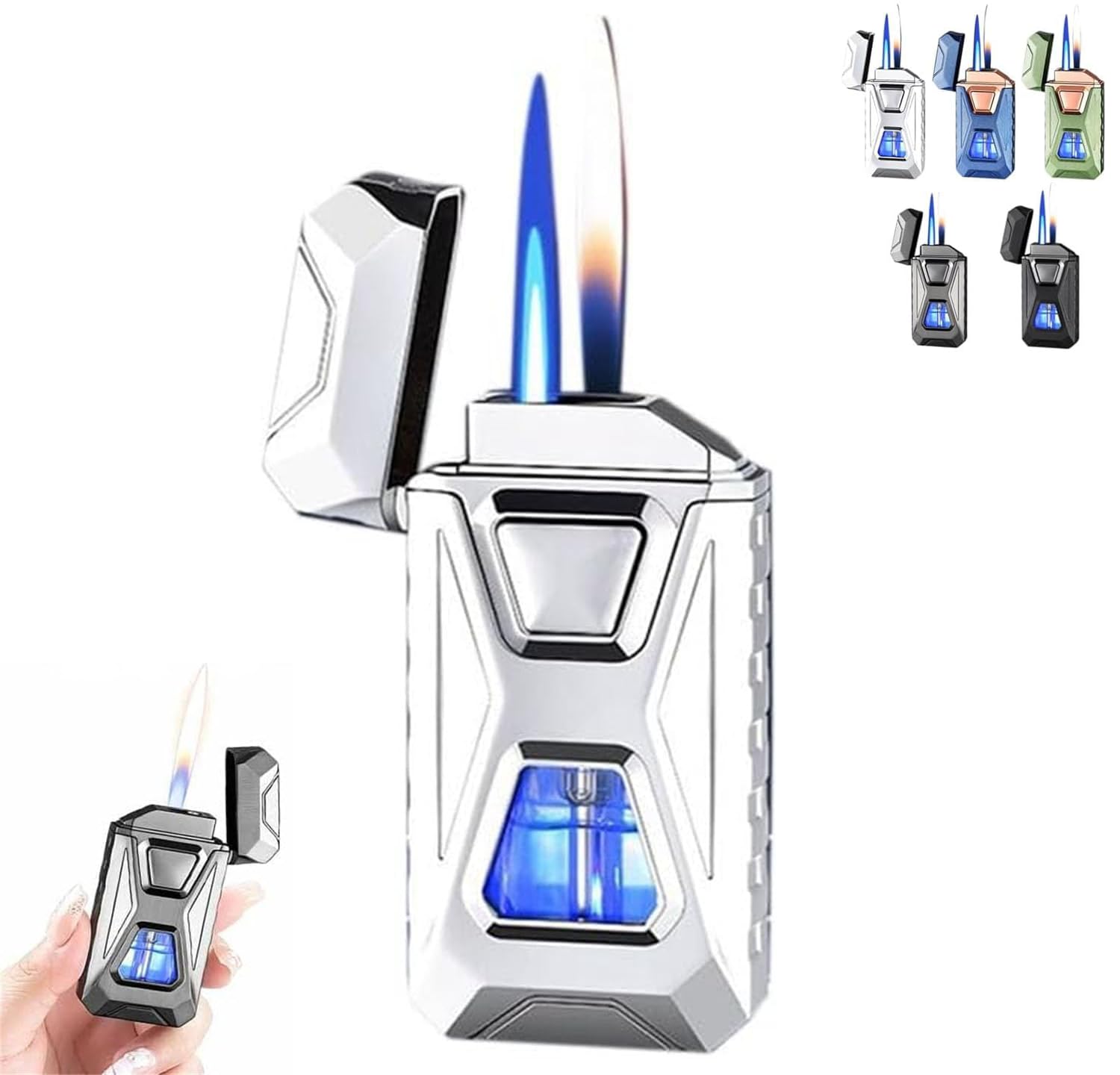 Briquet intelligent rechargeable USB coupe-vent à 4 modes LED