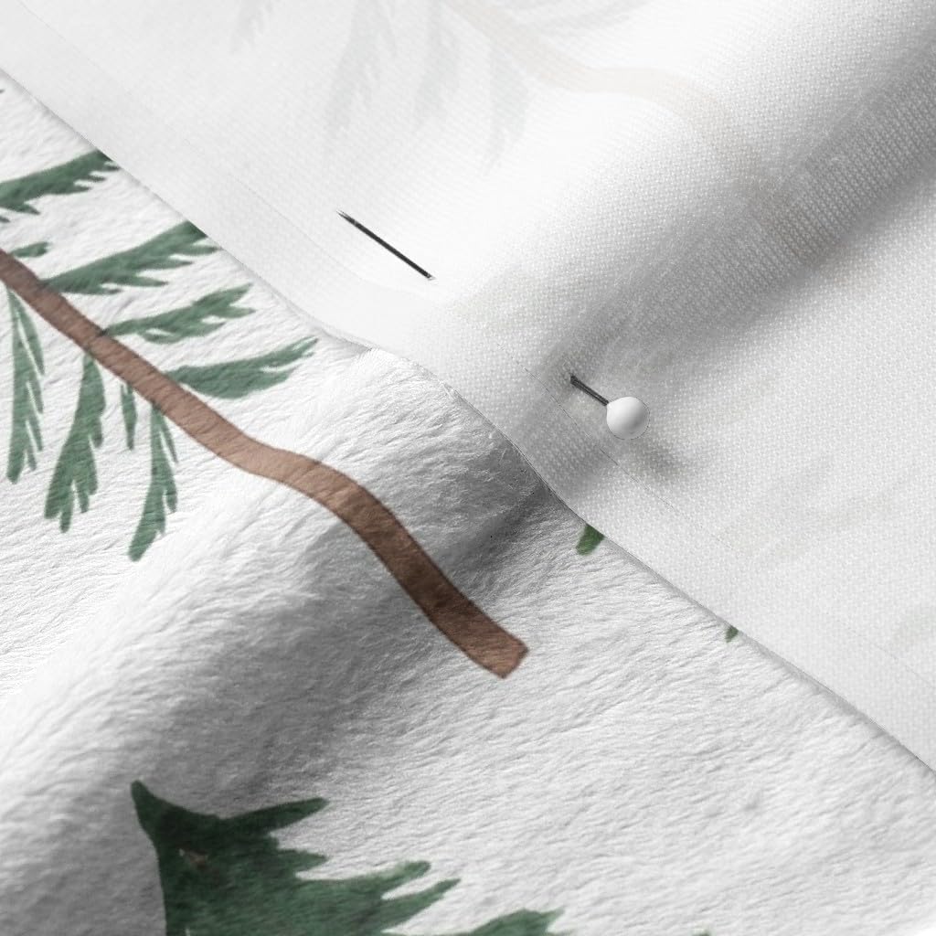 Spoonflower Fabric - Christmas Woodland Forest Pine Tree Log Cabin Winter Wonderland Snow Printed on Minky Fabric by The Yard - Sewing Baby Blankets Quilt Backing Plush