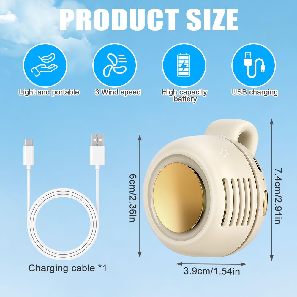 Mineup Mini Ventilatore Elettrico Portatile Silenzioso Senza Pale, 3 Velocità Mini Senza Pale Con Clip, Ventilatore Portatile Silenzioso, Ventilator Personale Rinfrescante Per Ufficio Viaggi Campeggio