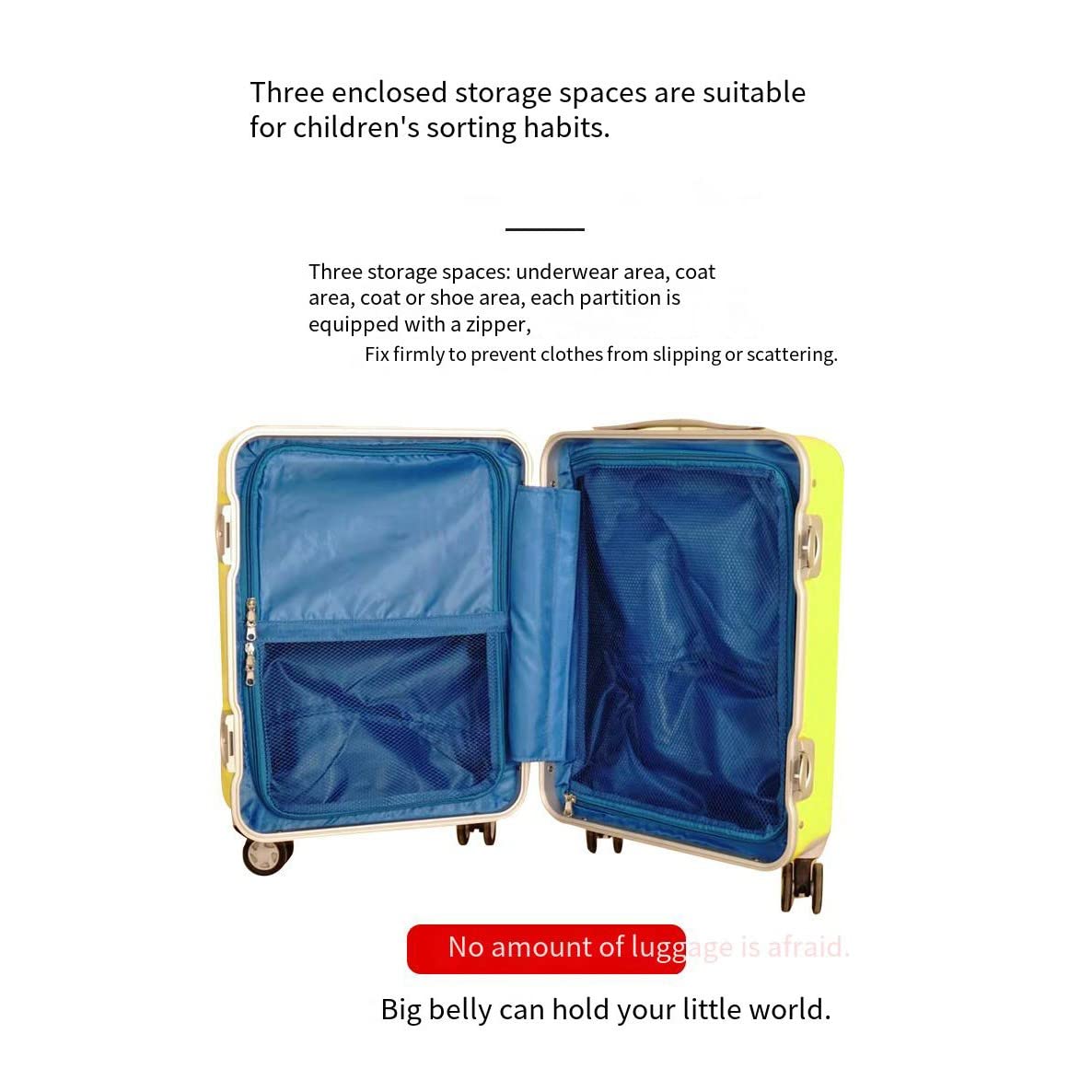 Maleta con Ruedas para niños Maleta con Ruedas de Viaje de embarque de 17 Pulgadas con 4 Ruedas universales silenciosas(Color:Blue)
