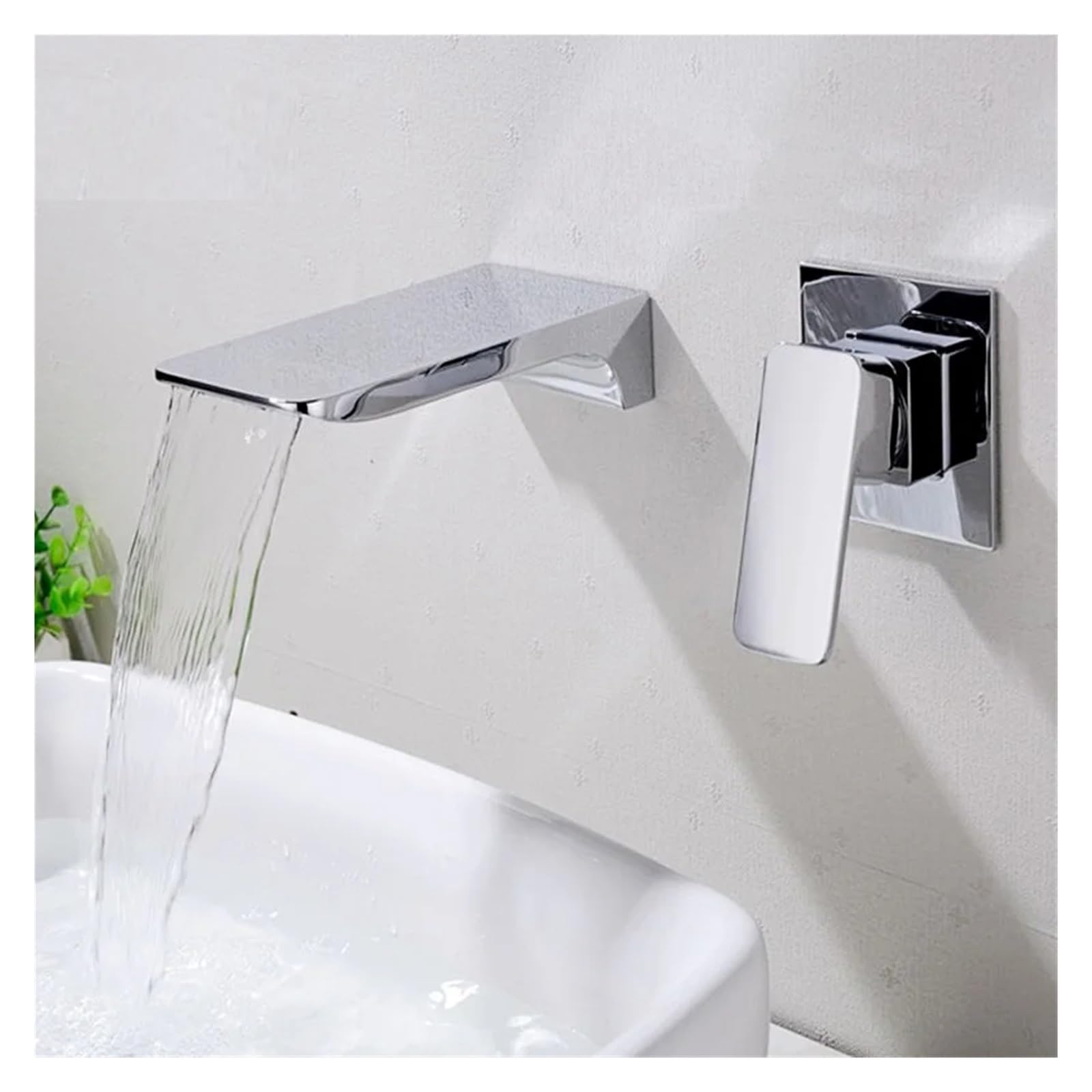 Grifo de lavabo cascada de pared para ganar espacio en encimeras estrechas 6