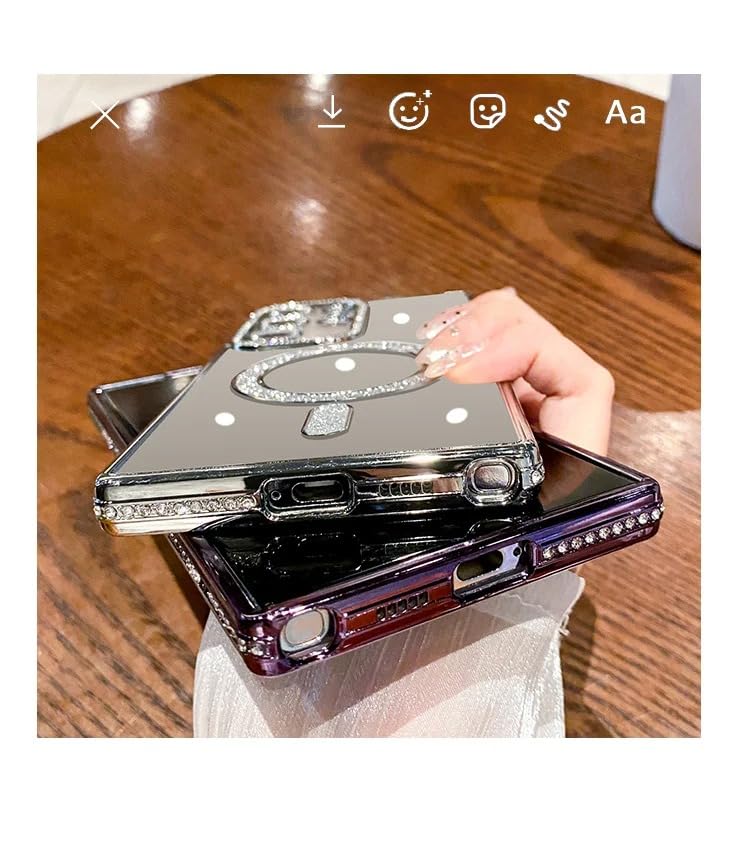 Image of for Samsung Galaxy Glitter Case,Luxury Bling Rhinestone Diamond Plated Bumper Case,MagSafe, Sparkle Camera Lens Protection Clear Back Cover (Gold, for Samsung Galaxy A16 5G,)