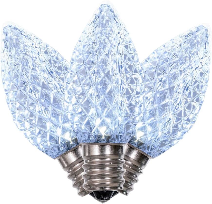 Vickerman C7 LED Cool White Faceted Twinkle Bulb, Package of 25