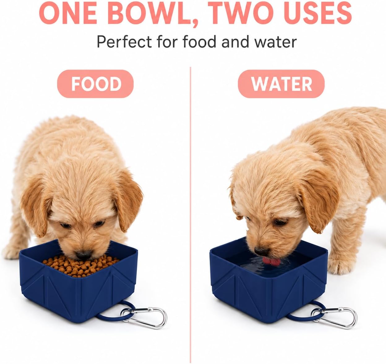 Portable Collapsible Silicone Dog Bowl, 500ml Foldable Pet Travel Bowl, Leakproof Food & Water Dish for Dogs and Cats, Lightweight Reusable Pet Bowl for Walking, Hiking, Camping, Travel-Blue image 5
