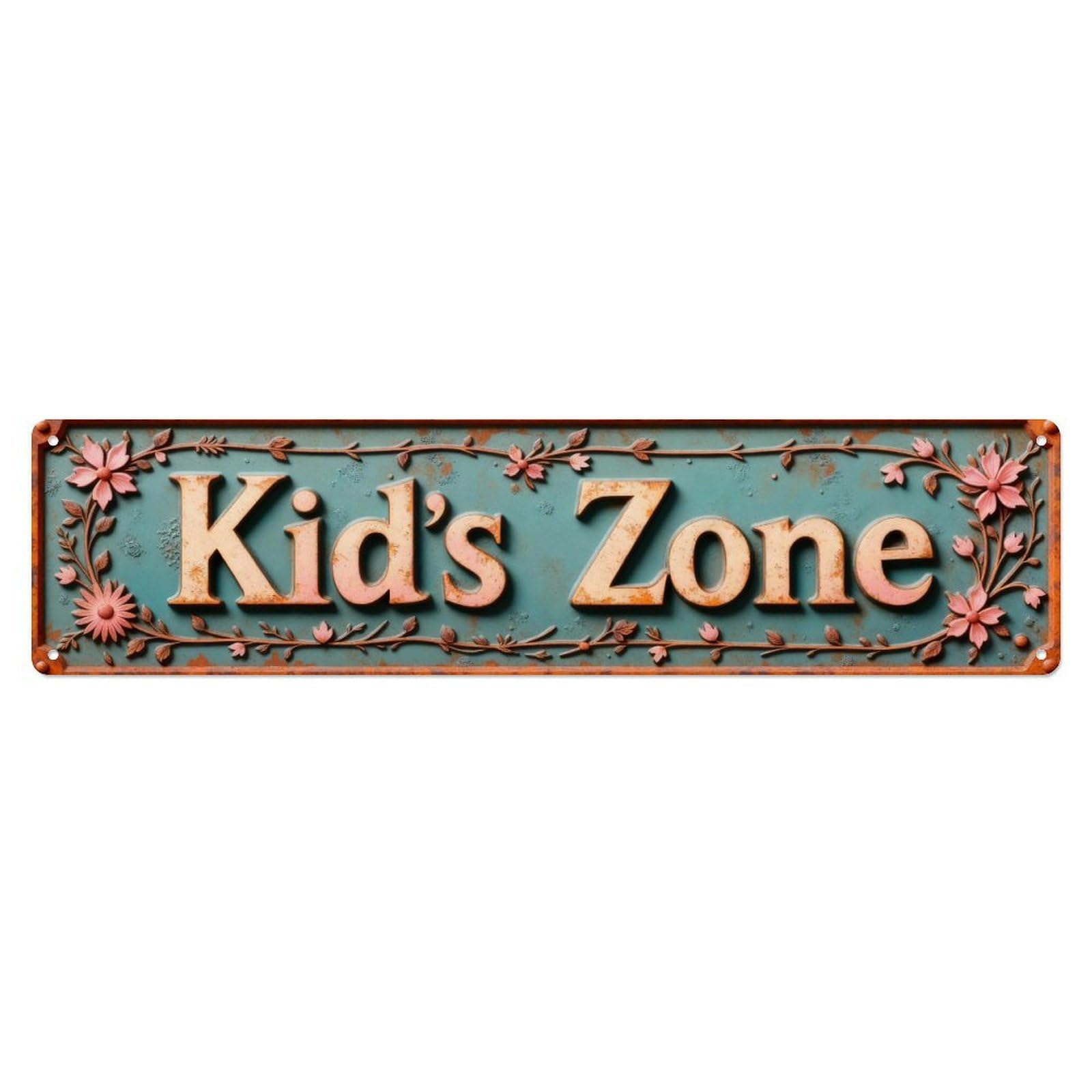 Kids Zone Floral Vine Sign Metal Tin Sign Plaque