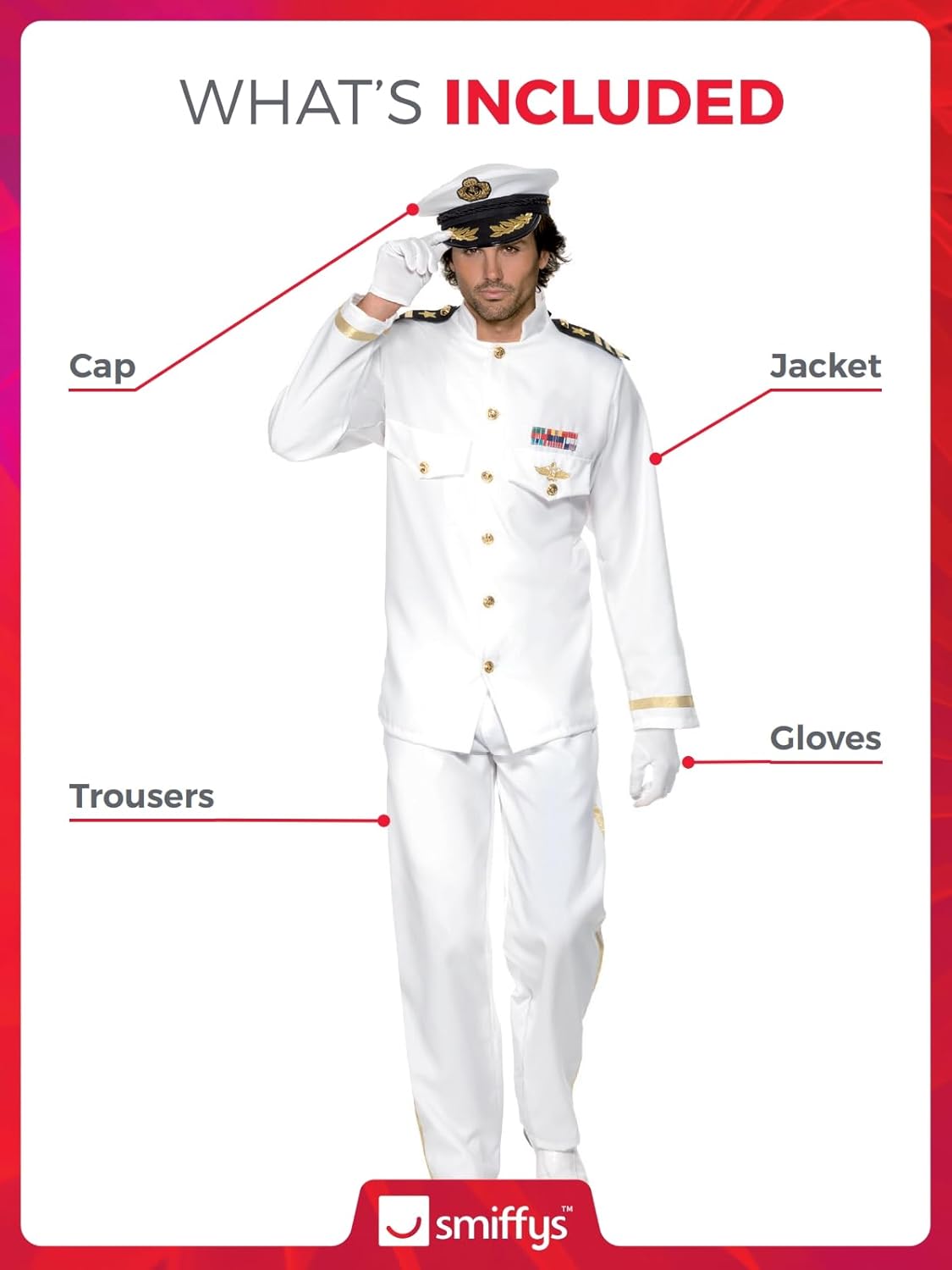 Smiffys Men's Captain Deluxe Costume, White - Image 4