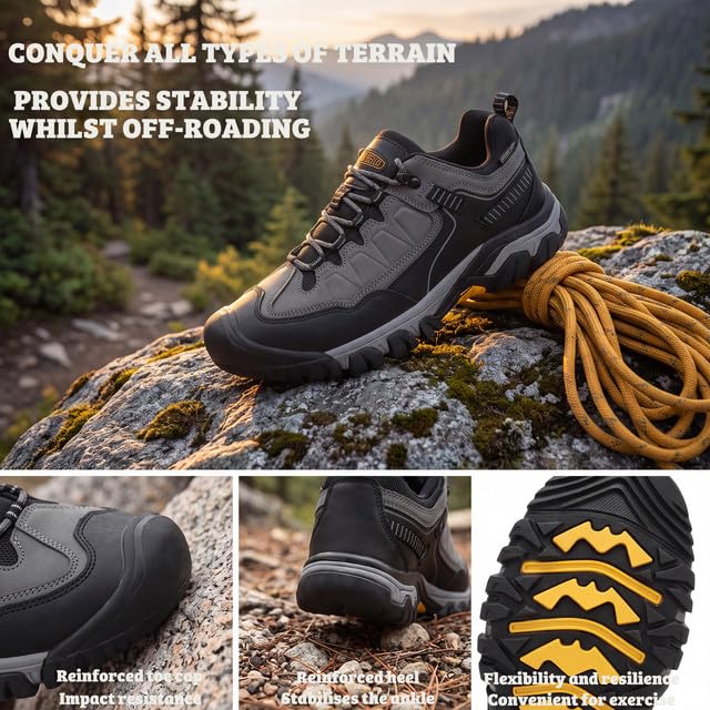 ARRIGO BELLO Wanderschuhe Herren Trekkingschuhe Outdoor Schuhe EU 41-46 | Verstärkte Zehenkappe,Knöchelschutz,Rutschfest,Atmungsaktiv,Für Kurze und Lange Wanderungen,Für Alle Jahreszeiten,Langlebig