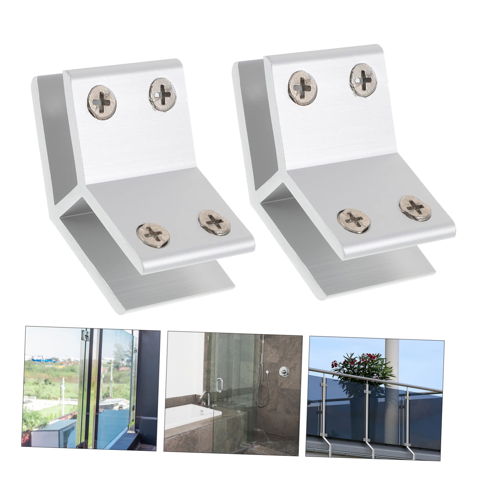 VILLCASE 1set Adjustable Glass Clamp Railing Support Clip Durable Resistant for Furniture Display Frames 2pcs