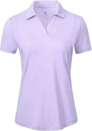 BGOWATU Women's Short Sleeve Golf Tennis Polo Shirts V-Neck Collared Workout Tops UV Protection Dry Fit