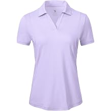 Women's Short Sleeve Golf Tennis Polo Shirts V Neck Collared Workout Tops UV Protection Dry Fit