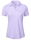 BGOWATU Women's Short Sleeve Golf Tennis Polo Shirts V Neck Collared Workout Tops UV Protection Dry Fit