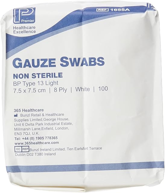 C&P MEDICAL 7.5 cm x 7.5 cm Gauze Swabs - Pack of 100
