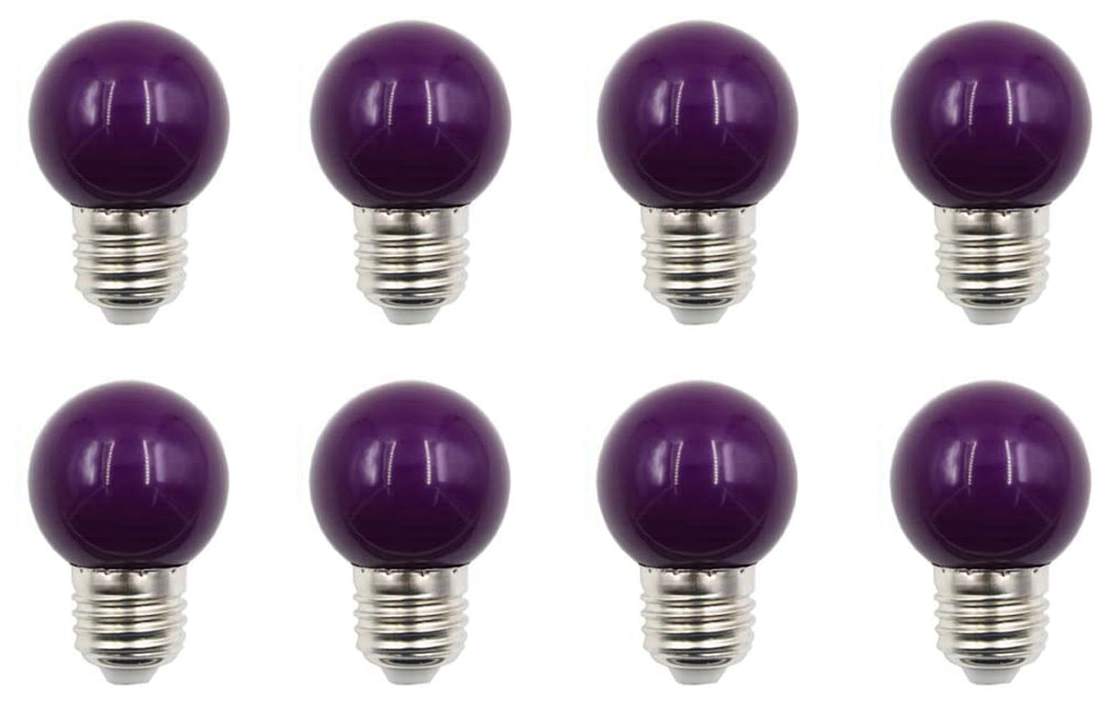 Aiwerttes Coloured LED Bulbs Golf Ball E27 2W G45,AC220V,Non-dimmable,Plastic Cover,for Outdoor Indoor String Wedding Party Bar Mood Ambiance Decor 8 Pack(Violet)