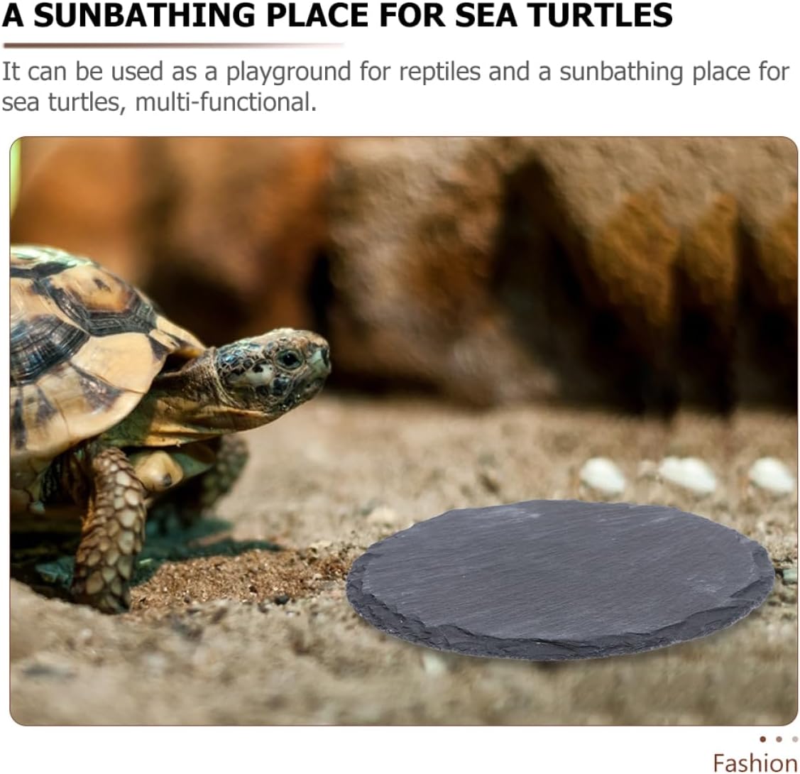 COLLBATH 2pcs Tortoise Basking Platform Wear-Resistant Decorative Turtle Rocks for Feeding and Resting for Reptile Tanks and Enclosures
