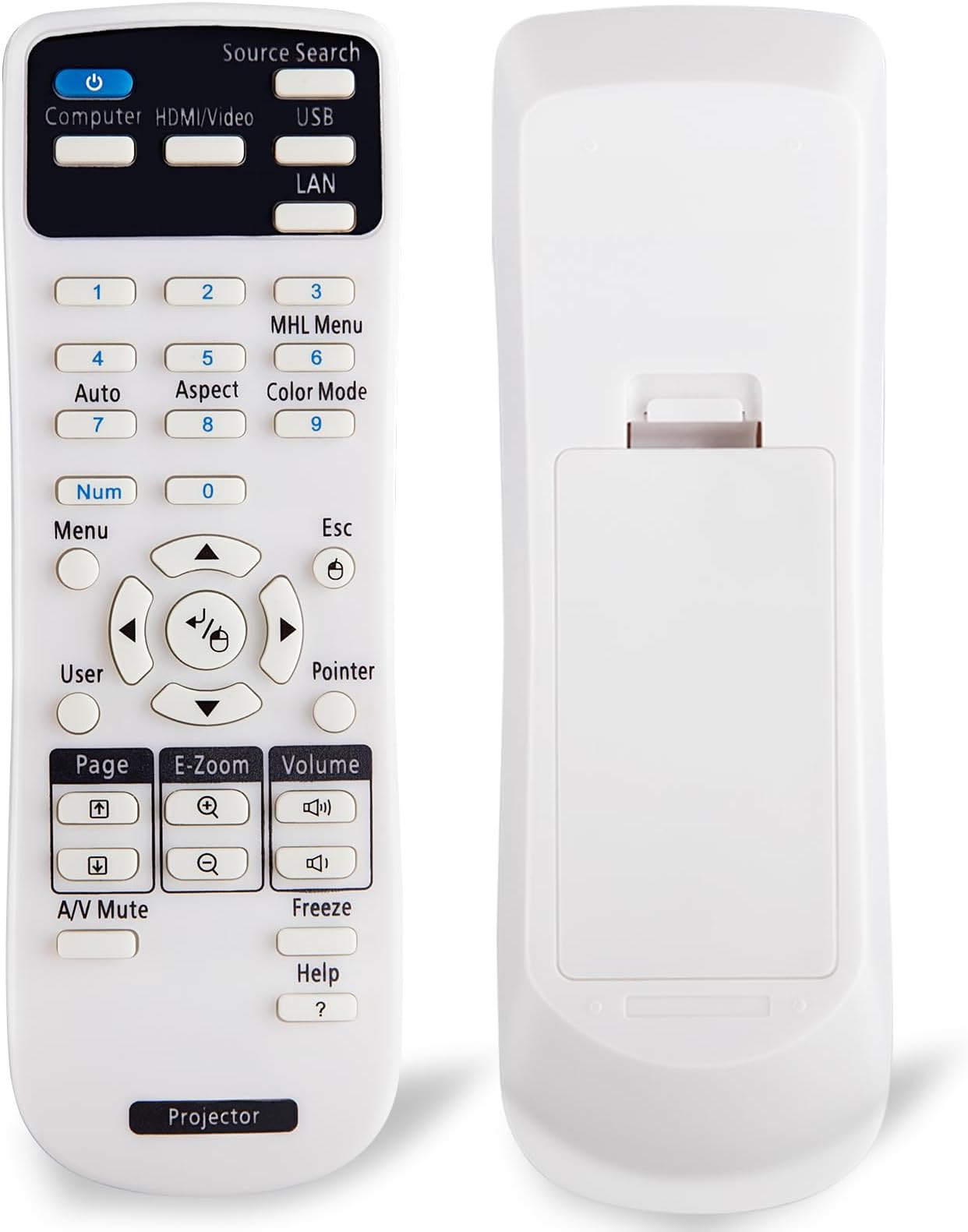 Ewo'S Universal Projector Remote Control For Epson Home Cinema, Powerlite, Eb-, Ex, Vs, H, Brightlink, Emp- Series Projectors. - White