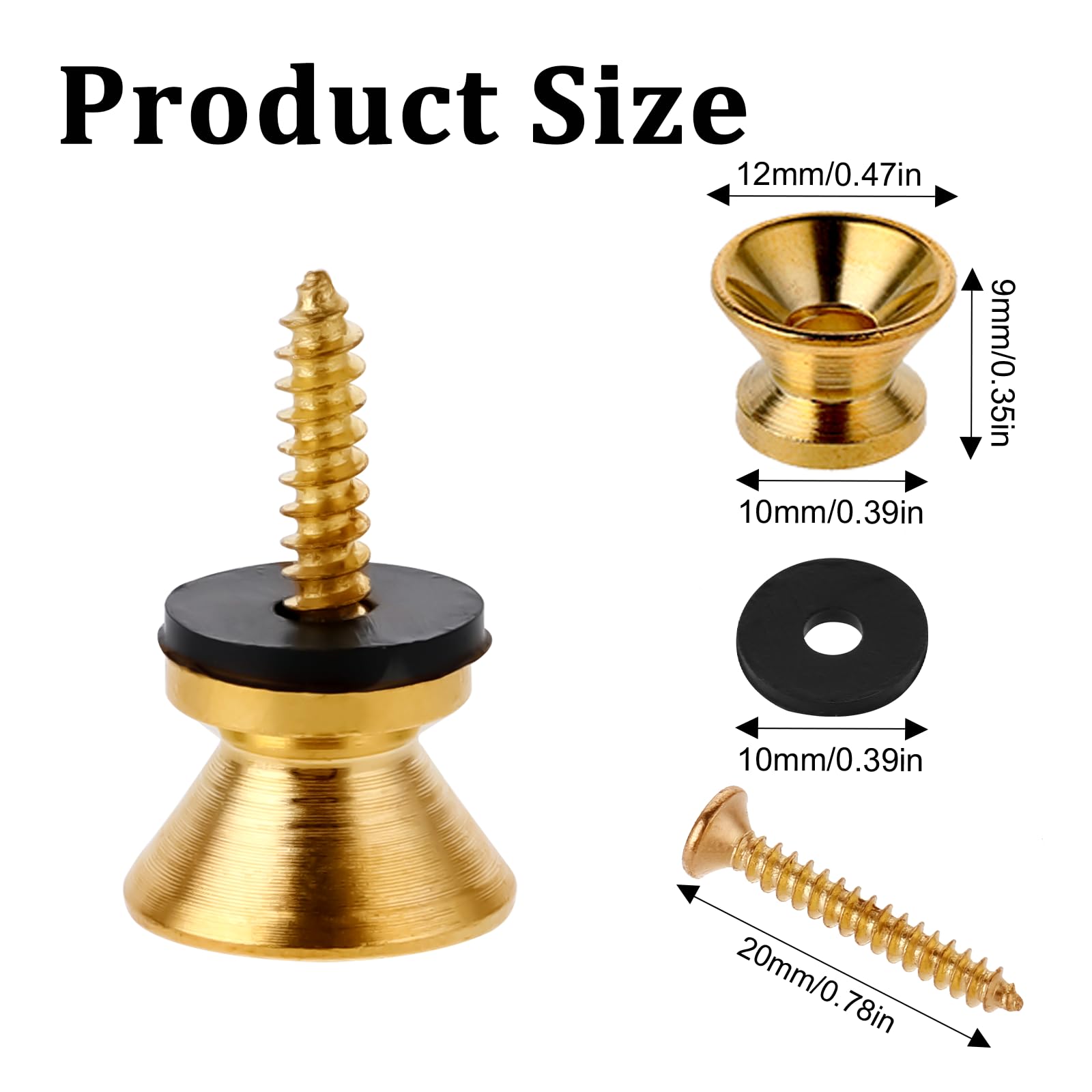 6 Pcs Guitar Strap Button Lock Guitar Strap Locks Pins with Mounting Screws Metal End Pins Anti Slipping Guitar Strap Lock Parts Accessories Music Parts for Guitar Bass Ukulele