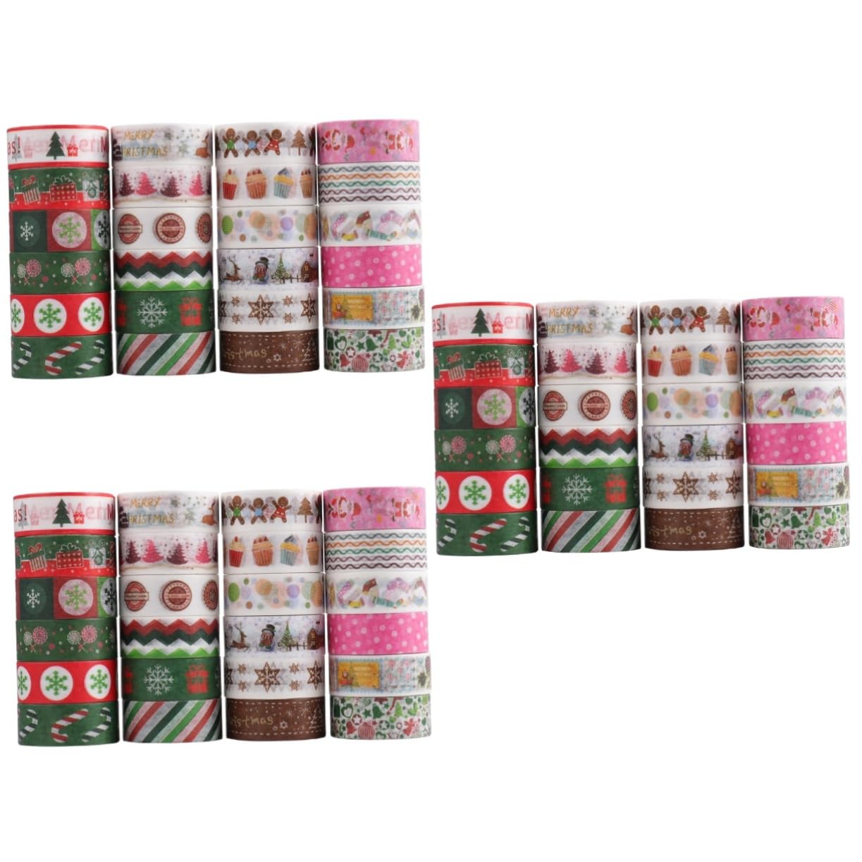 Didiseaon 72rollos Cintas Washi Decorativas De Navidad De Adhesivo para Manualidades y Tarjetas Festivas Diseño Temático Navideño