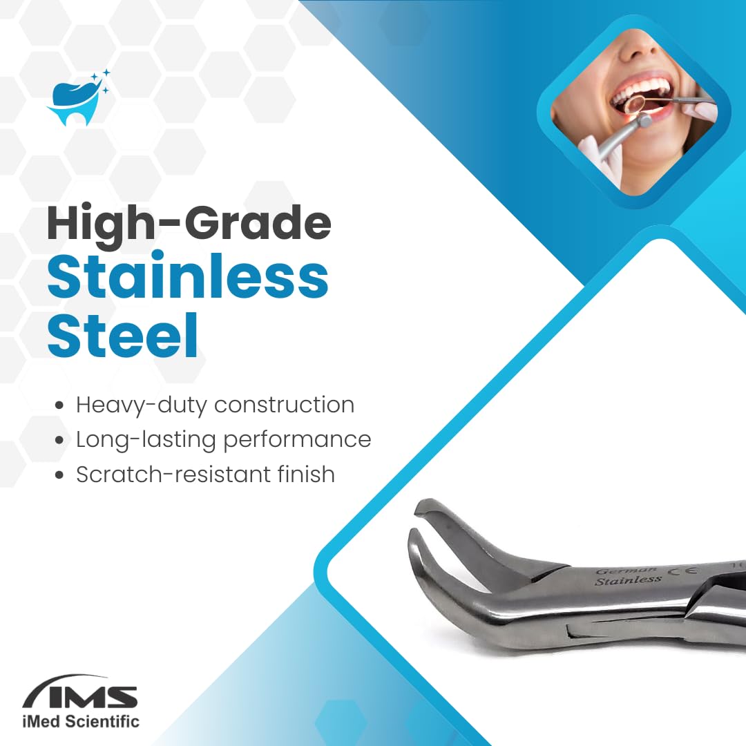 IMEDS Dental Extracting Forceps #16 with Cow Horn Beaks & a Hook Handle 1st 2nd Molar Tooth Extraction German Stainless Steel Tools Comes in Gold Handle