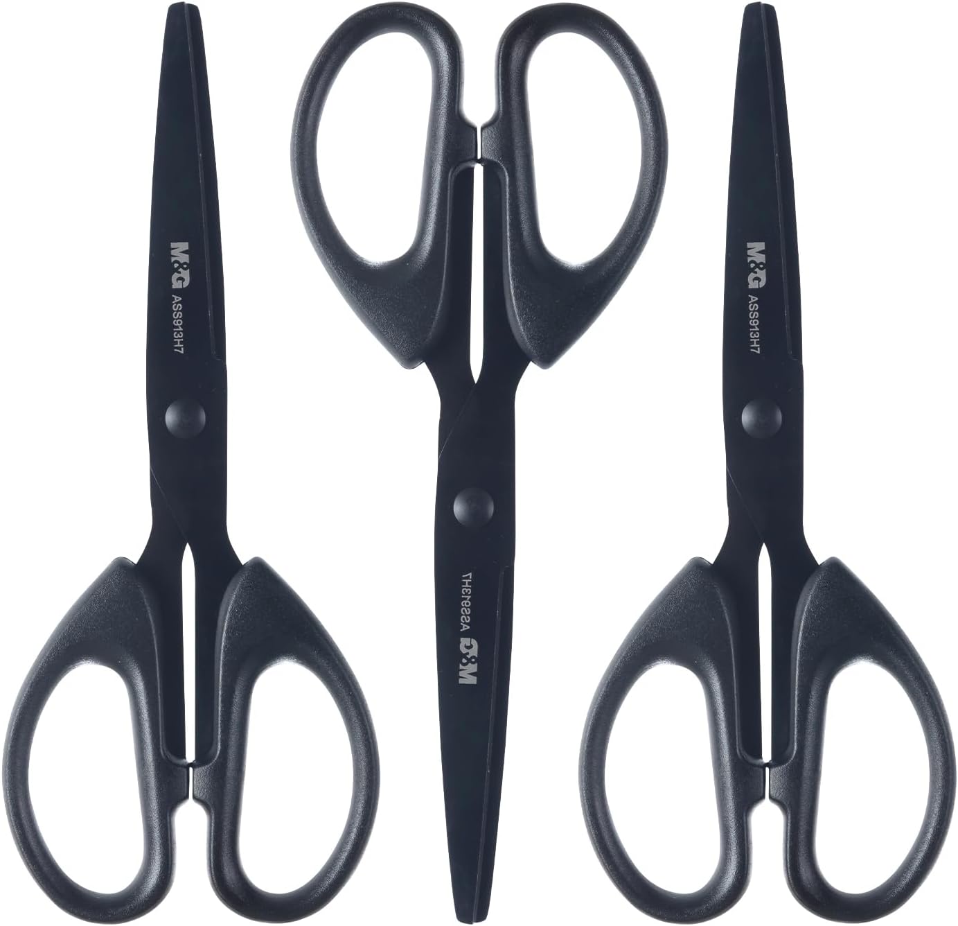 Bulk 3-Pack Multipurpose Craft Scissors, Sharp Blade Shears, Easy Grip Handles, 6.3' Stainless Steel Shaft Scissors for Office, Home, School, Classroom, Kid, Sewing, Fabric, Craft Supplies (Black)
