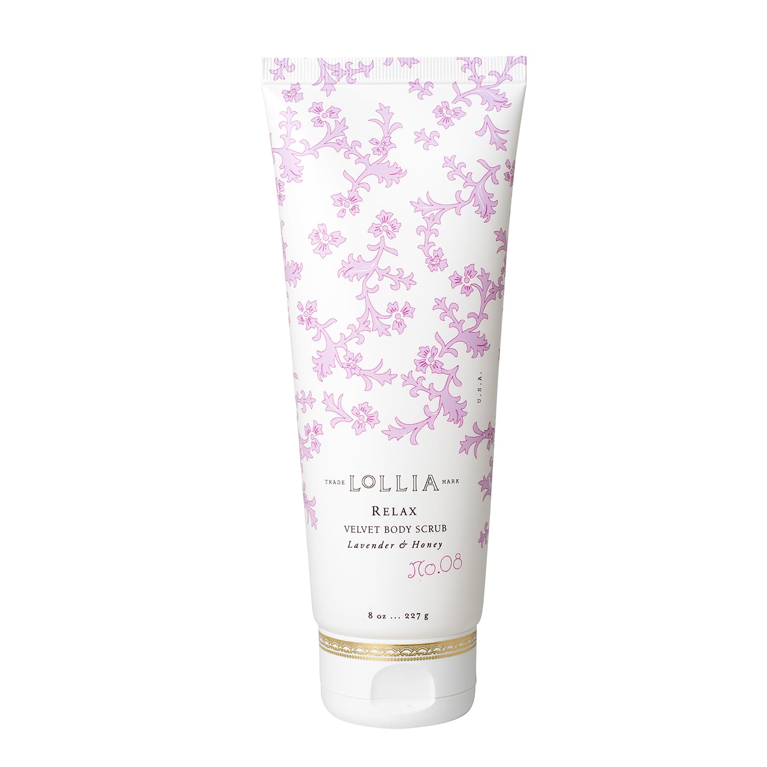 Lollia Relax Velvet Body Scrub, Lavender & Honey Scented Exfoliating Body Wash with Shea Butter for Dry Skin, Luxury Shower Essentials for Women