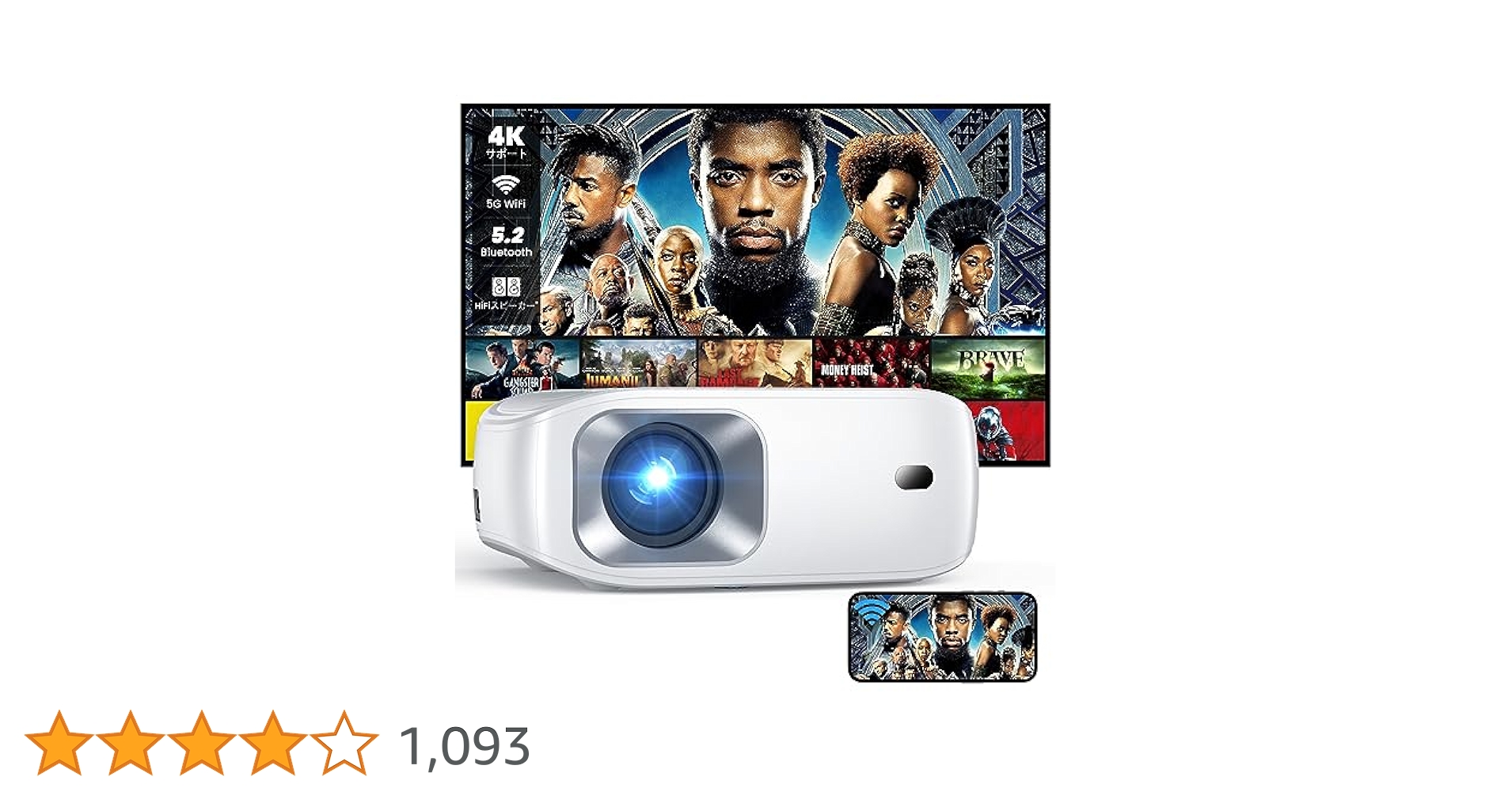 Amazon.co.jp: 【2025進級版】HOMPOW プロジェクター 小型 1080P