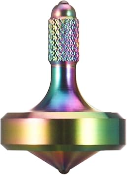 Exquisite Metal Spinning Top, Nicely Machined Stainless Steel Desk Toy, Perfect Balance Spin Time for Over 8 Mins, Waste Time Efficiently, Easy to Work Medium Diameter 25mm, Iridescent