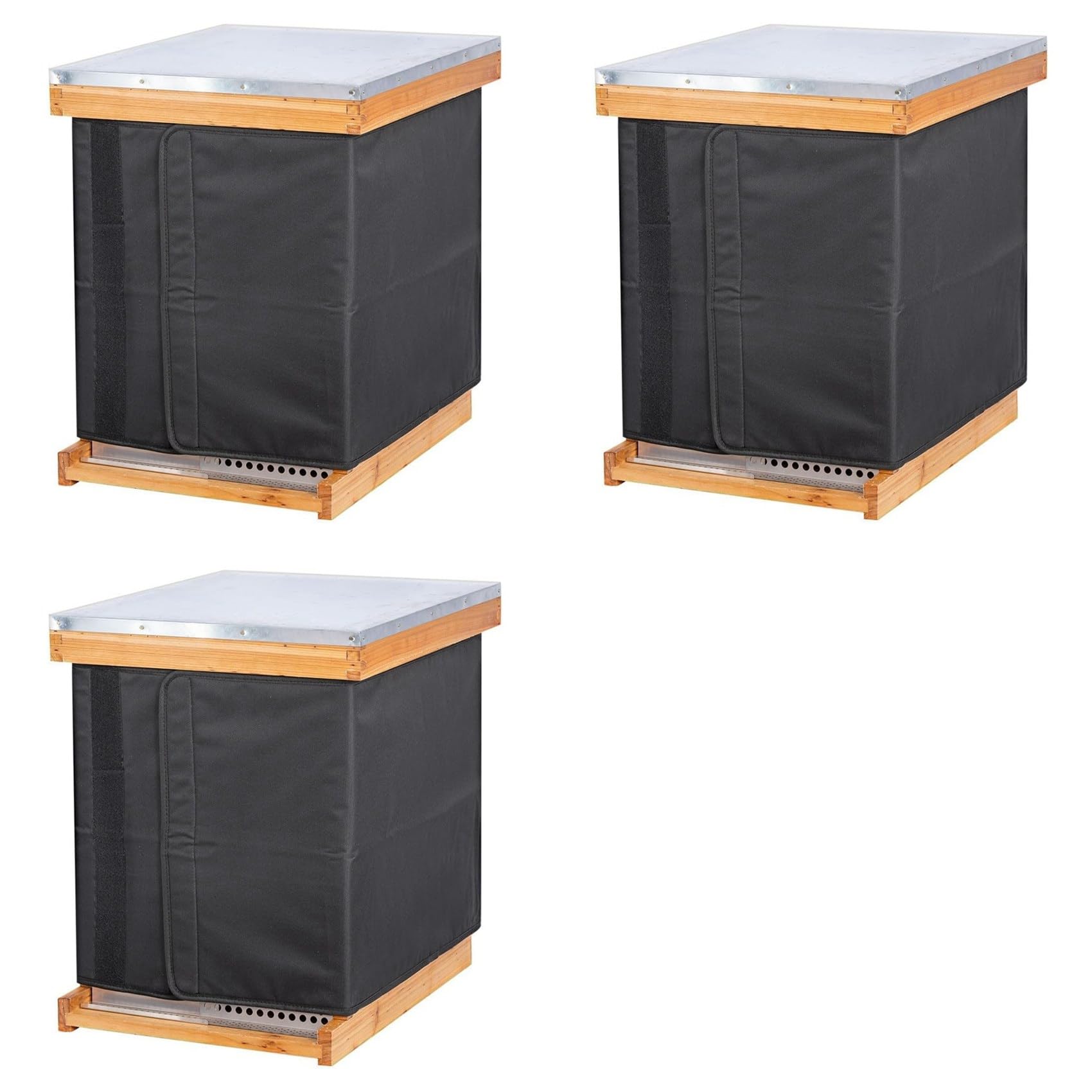 Jnchdghwa Black 3X Winter Bee Hive Wrap For 8 And 10 Frame Beehives, Oxford Cloth Adjustable Beehive Wrap, Waterproof, Windproof