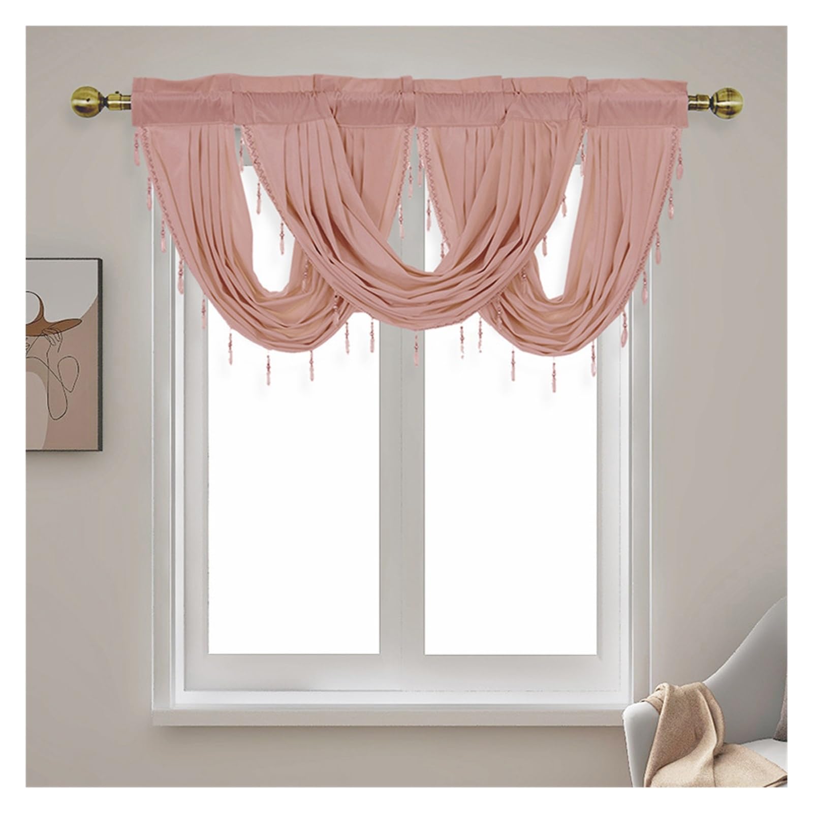 DSFIHJO Valance Curtains Modern Tassel Valance Voile Swags For Windows