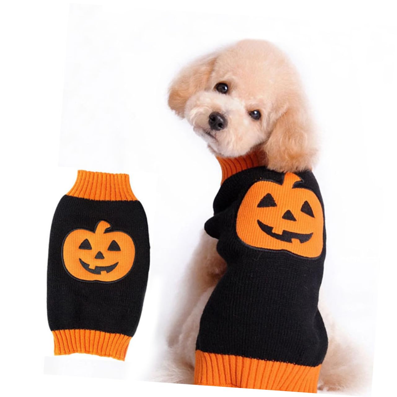 BESPORTBLE 3 Teiliger Welpenpullover Mit Kürbismuster Gestrickter Rollkragen Hundepullover Winziger Kleiner Hundehaustierpullover