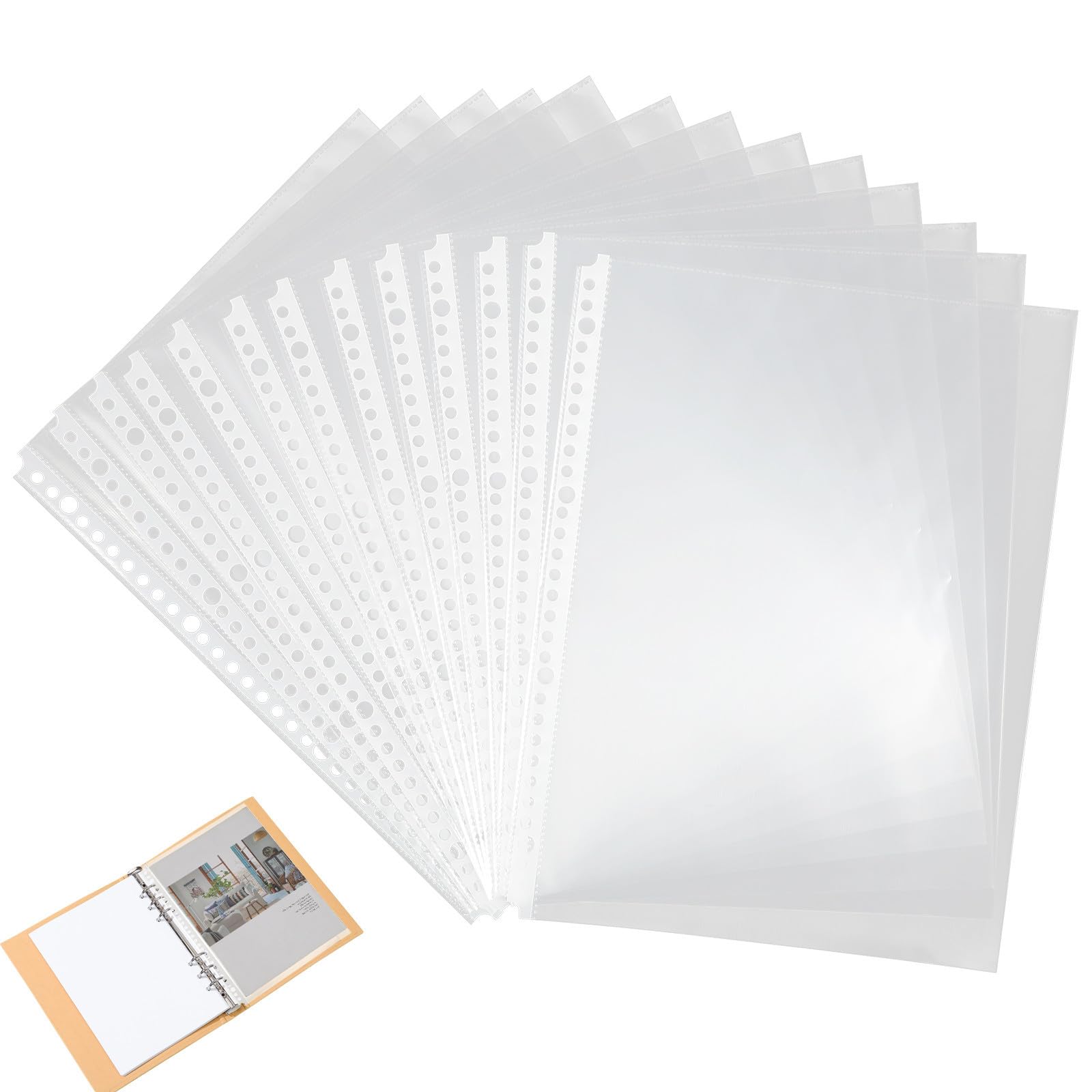 DOITOOL Lot de 100 Pochettes Transparentes A4 à 30 Trous, Protège-feuilles pour Classeur, Sachets Intérieurs Solide, Protection Optimale de Documents pour Bureau et Usage Scolaire