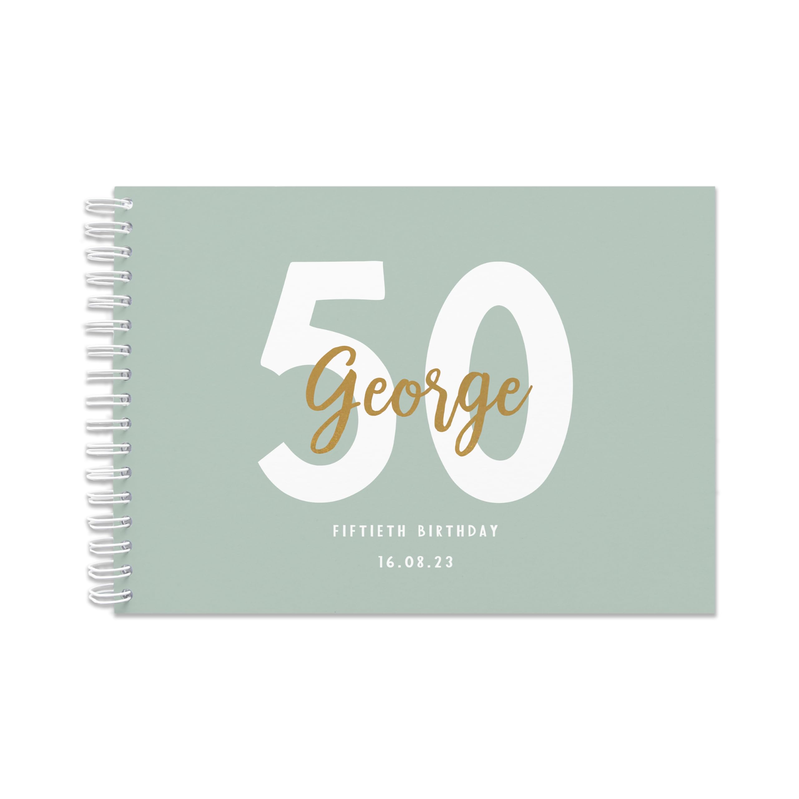 Personalised birthday guestbook | signing birthday guest book scrapbook notebook memories | 30th 40th 50th 60th 70th 80th 90th birthday sign in birthday party decor (A5 Paperback Sage)