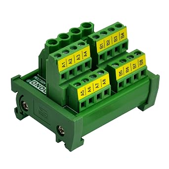 Screw Terminal Block Power Distribution Module 2x8 Position, DIN Rail Mount