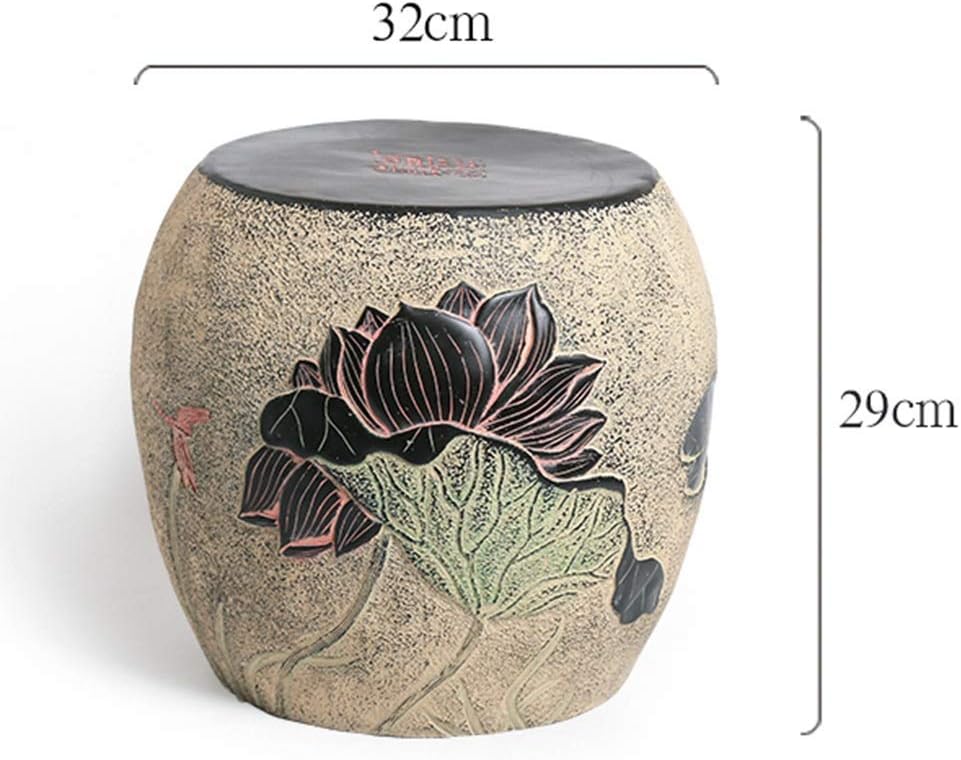 Classical Asian Adult Stools Round Bench (Color: Lotus-B)