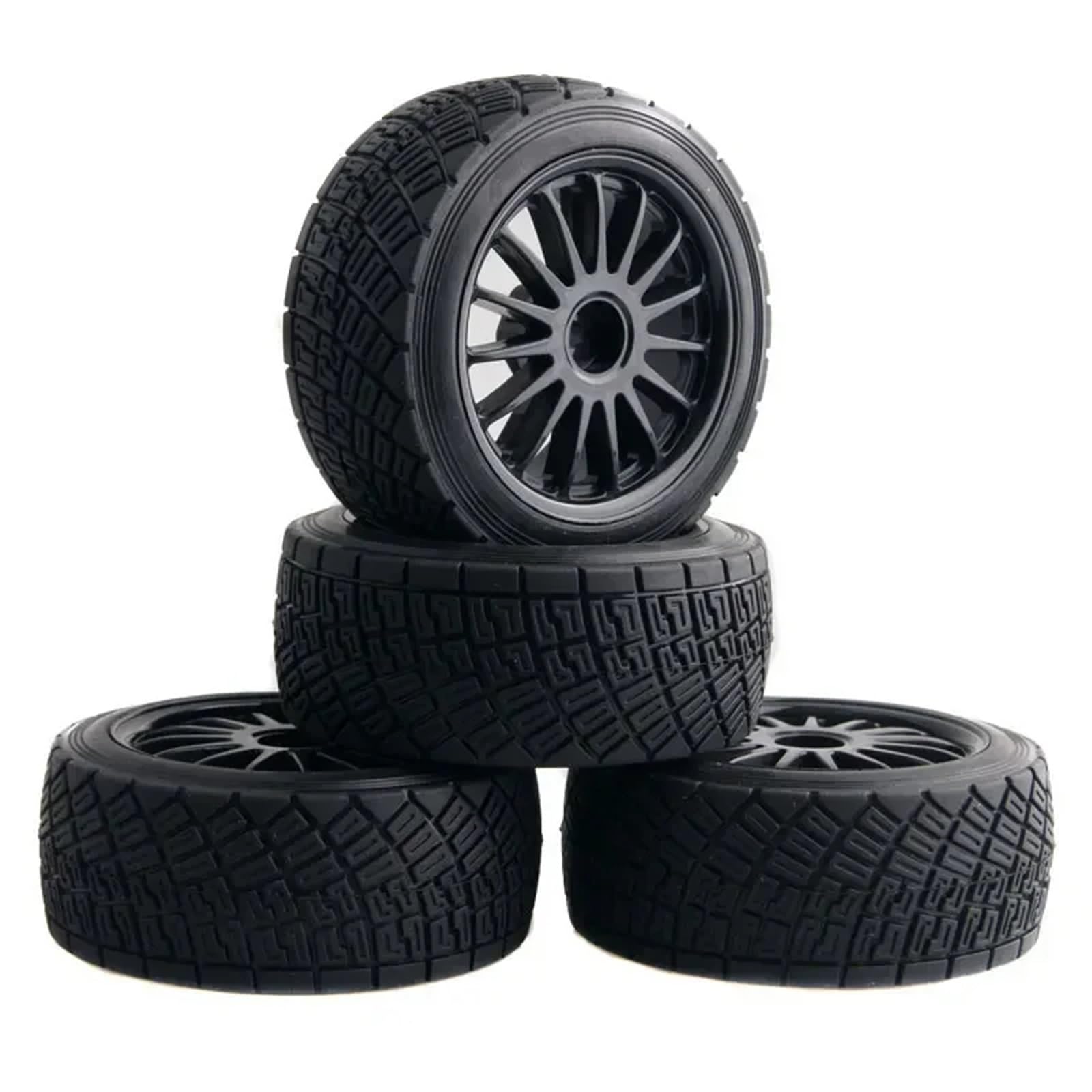 MGHGFYTAS RC Wheel Tire Compatible With HPI WR8 For Flux For Rally 3.0 110697 94177 4PCS 2.2 Inch Wheel Rims Hub 80MM Tires Tyre 1/10 RC Car Part(Black)