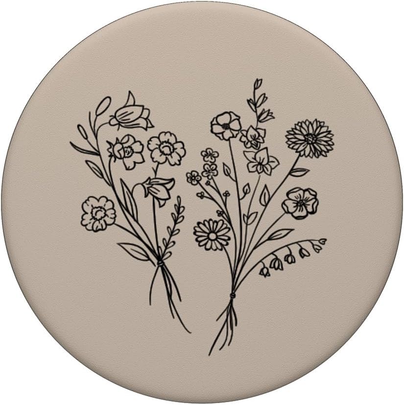 Wildflower Floral Flower Pattern Botanical Boho Beige PopSockets Adhesive PopGrip - Image 3