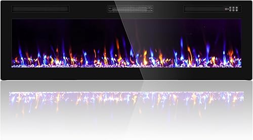 Miniatura 12 de Ludatido Chimenea eléctrica de 72 pulgadas montada en la pared/empotrada, inserto de chimenea eléctrica con 51000BTU para habitación de 410 pies