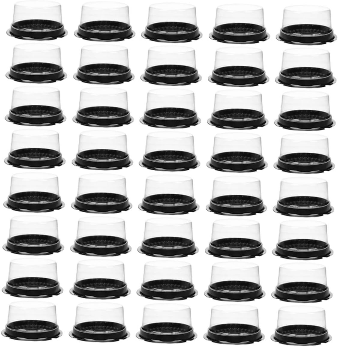 Cabilock 100Pcs Transparent Plastic Cake Carrier Boxes with Clear Lids Small Cake Containers for Bakery Cheesecake and Birthday Desserts for Easy Transport and Freshness