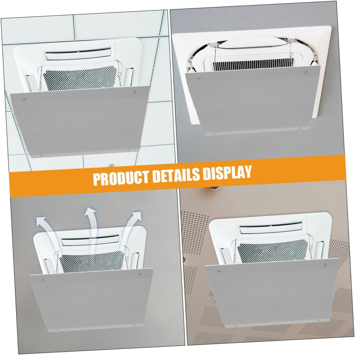 Adjustable Airflow Guide Square Air Conditioner Vent Deflector with Chain 45x45cm Plastic Ceiling Air Vent Cover for Central HVAC Cooling and Heating