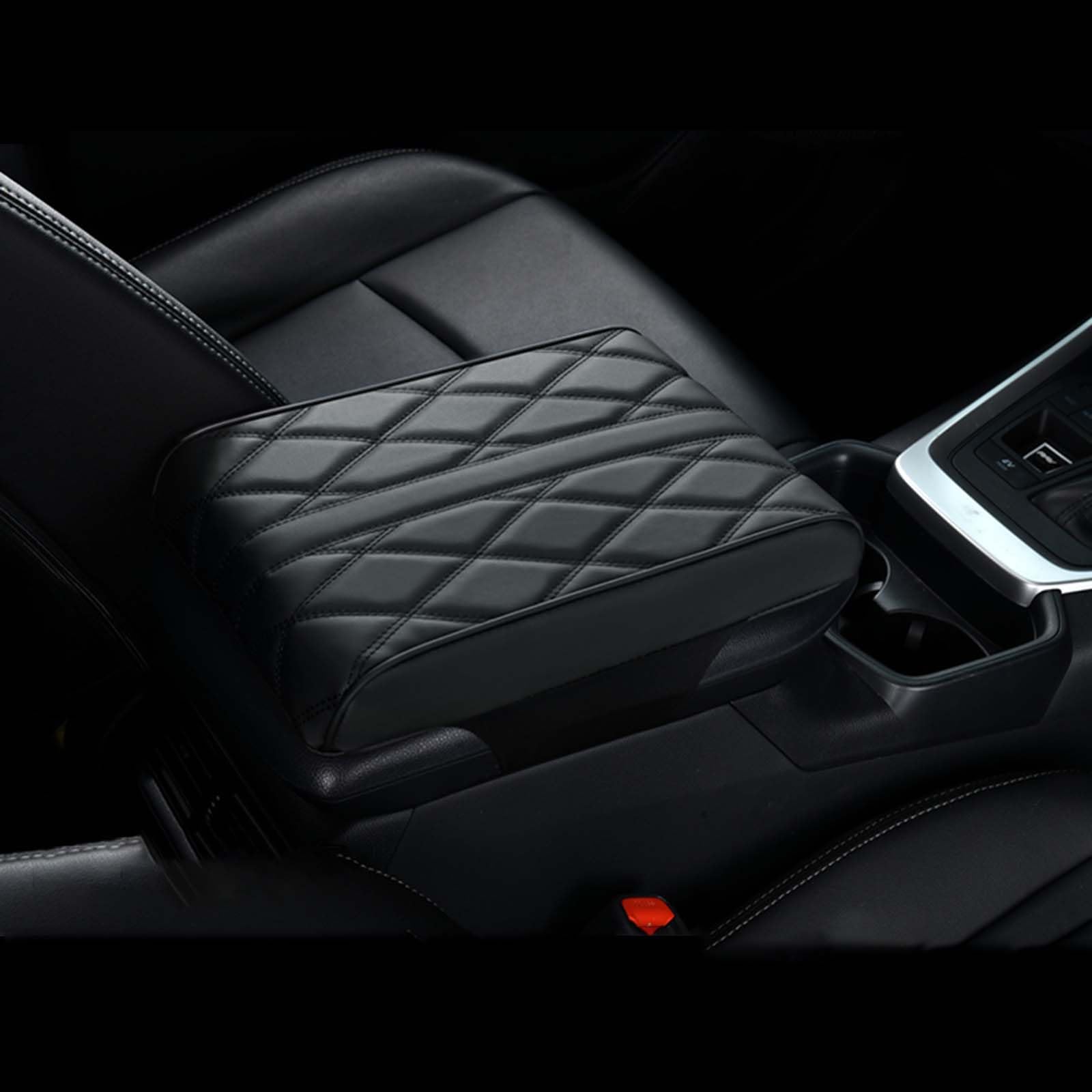 ALDLDA Car Center Console Cover for Volvo XC90 2002-2025 P2/SPA,Armrest Box Mat,Car Armrest Box Pad,Center Console Cushion,Leather Car Armrest Box Pad,Scratch Resistant,Comfort Elbow,B-Black