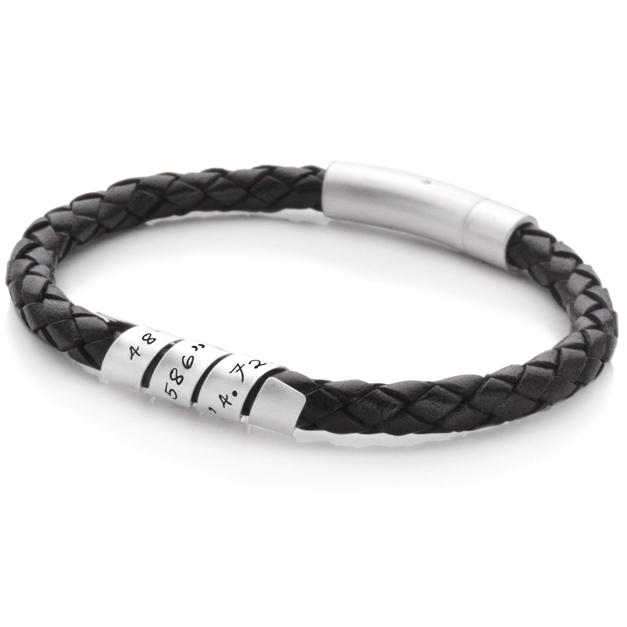 Männer Armband Gravur LOOP MEN GEO 925 Silber Lederarmband Koordinaten